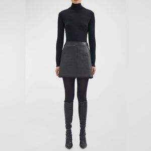 NWT Theory Leather Mini A-Line Skirt